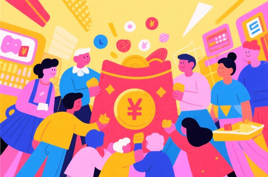 公益与幸运的抽象插画
